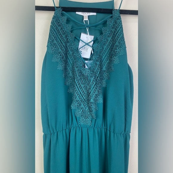 Nordstrom WAYF GREEN BUG Maxi Lace Boho Prom Formal Dress Size Small NWT. - Picture 5 of 11